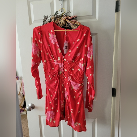 NWT FP Movement Women's Date Night Mini Dress - Strawberry Combo - Picture 5 of 8
